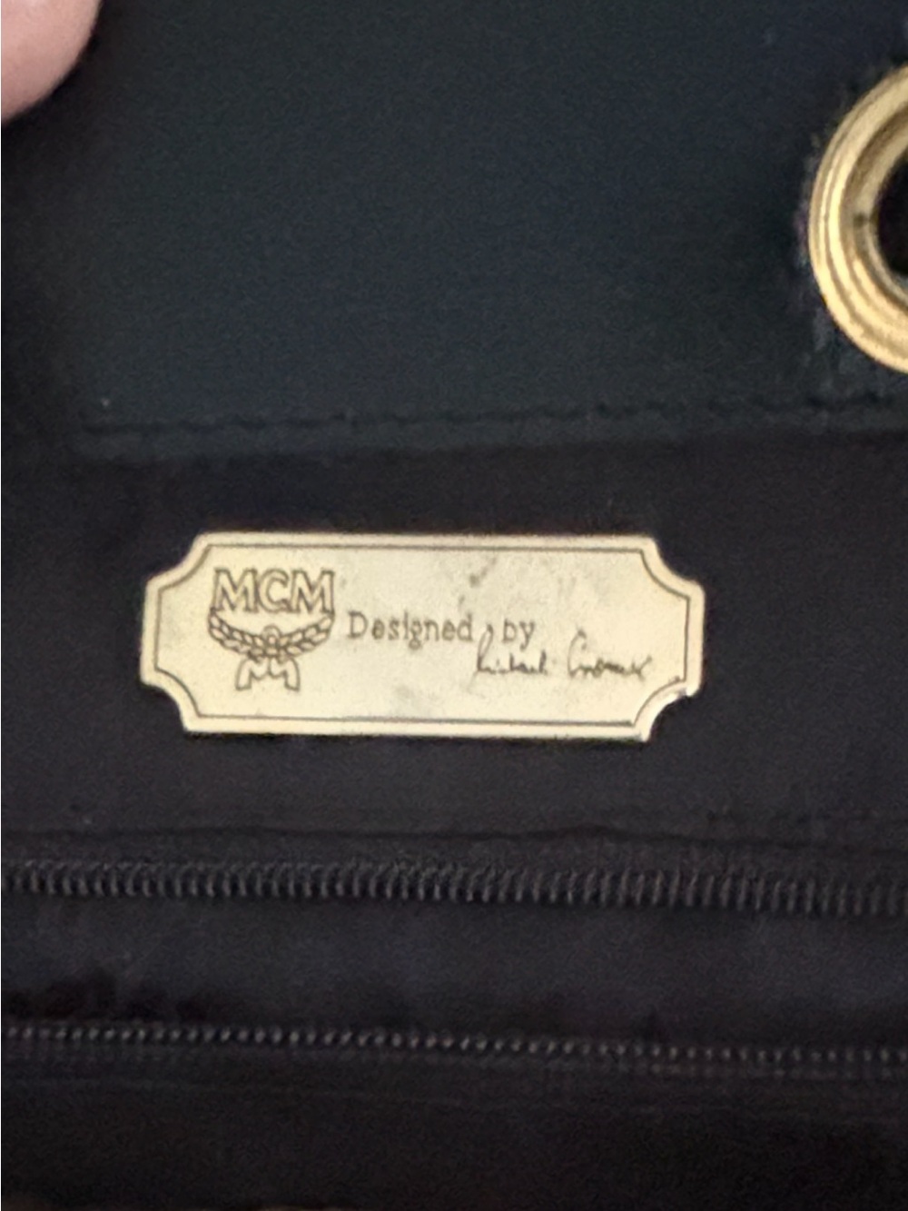Vintage MCM Black Leather Visetos Logo Backpack with Gold Accents - Picture 14 of 17